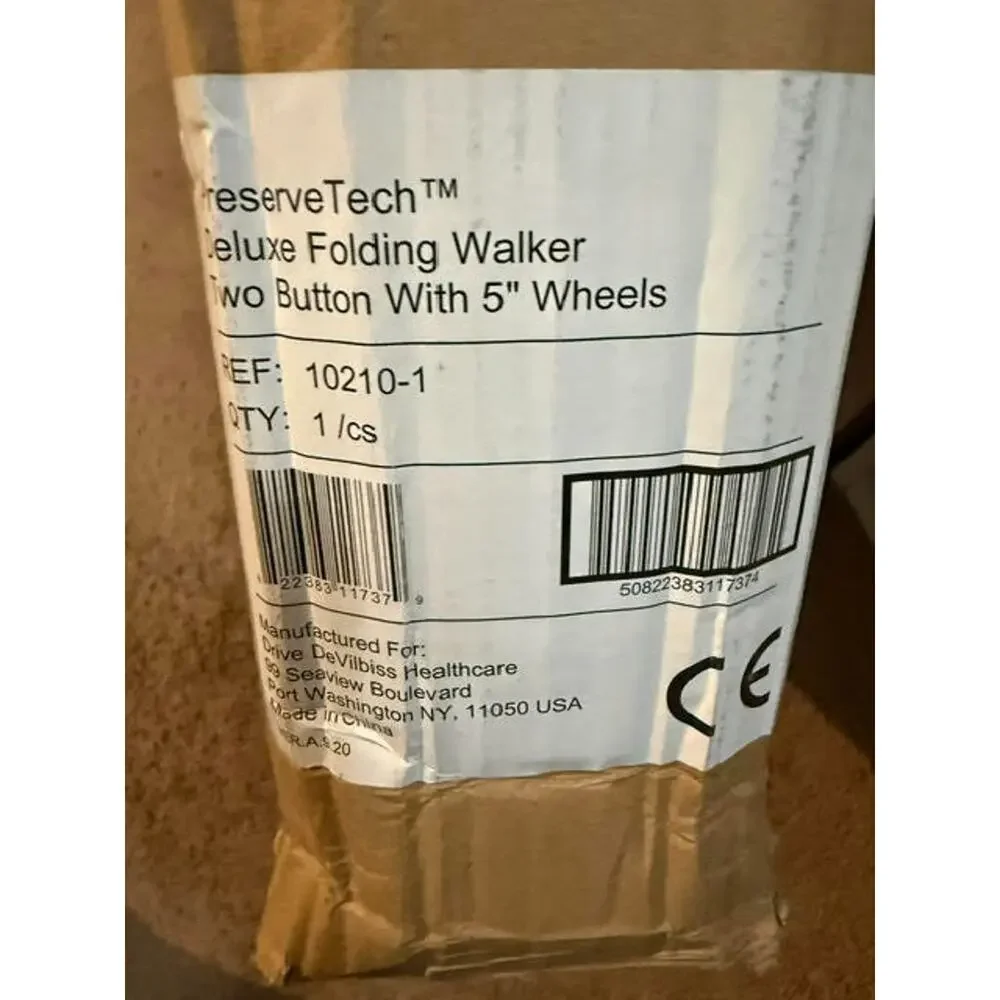 Drive Medical Two-Button Folding Walker Wheels Lightweight Silver New in Box - Picture 9 of 10